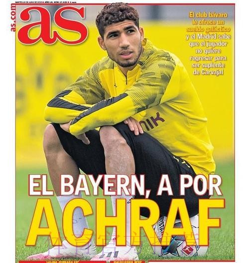 阿斯:拜仁将向阿什拉夫提供高薪合同 阿斯:拜仁将向阿什拉夫提供高薪合同